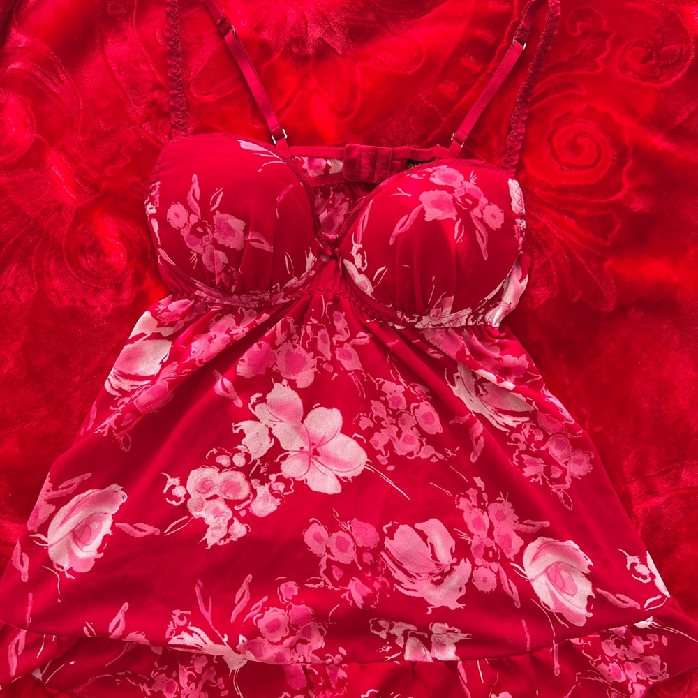 Cinema Etoile Floral Lace-Trim Chemise Nightie